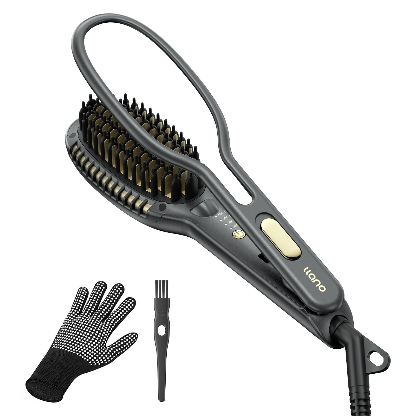 llano Hair Straightener Brush, Upgraded Ionic Hair Straightening Comb with Holder Clamp, Anti-Frizz Ceramic, Anti-Scald Ceramic straightening Brush (Lavender Purple)
