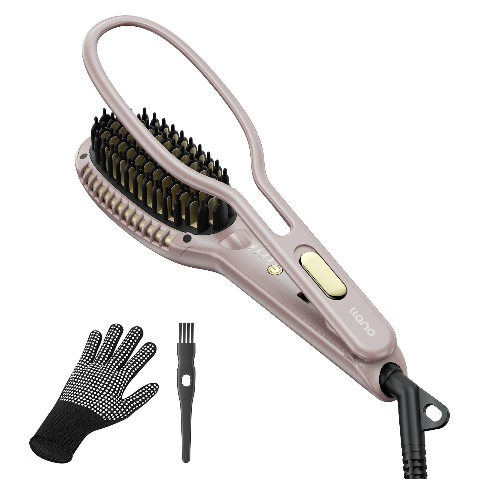 llano Hair Straightener Brush, Upgraded Ionic Hair Straightening Comb with Holder Clamp, Anti-Frizz Ceramic, Anti-Scald Ceramic straightening Brush (Lavender Purple)