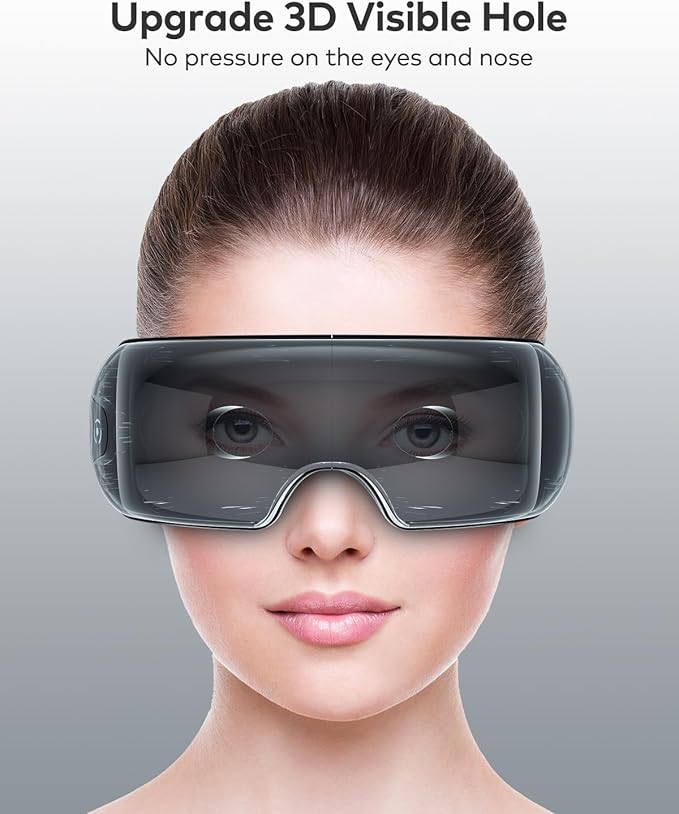 llano Eye Massager for Migraines Relief, Visible Heated Eye Mask for Christmas Birthday Gifts, Foldable Eye Massage Mask with Heat, Compression for Eye Strain Relief, Reduce Stye Eye, Improve Sleep