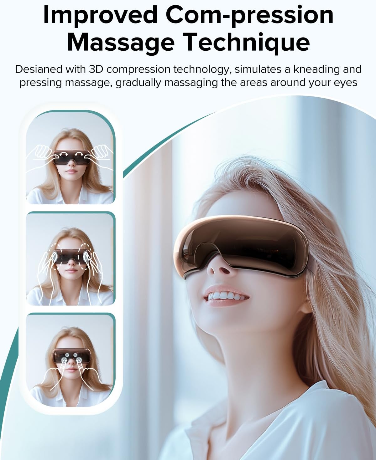 LLANO Eye Massager with Heat, Christmas Birthday Gifts for Women Men, Visible Heated Eye Mask for Migraine, Eye Strain Relief, Reduce Stye Eye, Improve Sleep