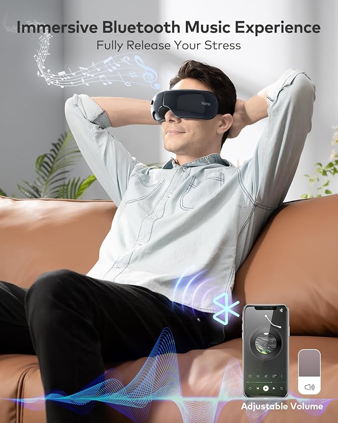llano Eye Massager for Migraines Relief, Visible Heated Eye Mask for Christmas Birthday Gifts, Foldable Eye Massage Mask with Heat, Compression for Eye Strain Relief, Reduce Stye Eye, Improve Sleep