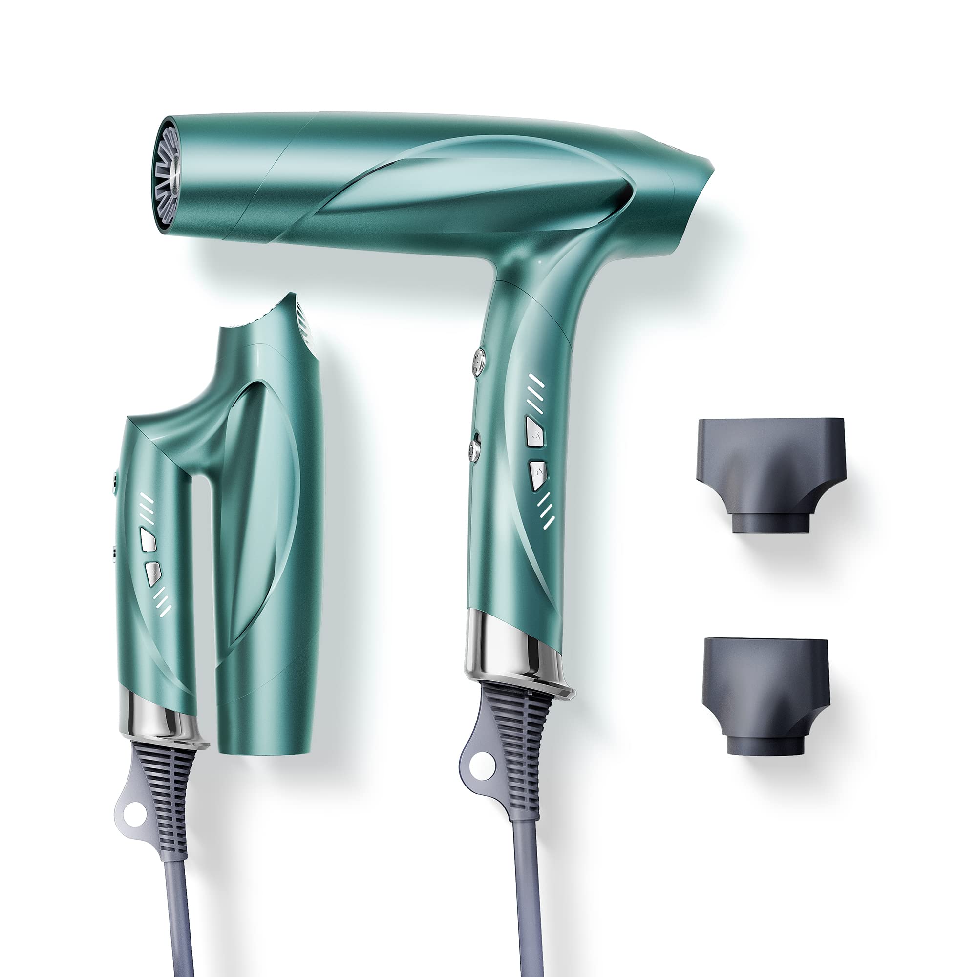 llano Hair Dryer Ionic Blow Dryer with 110,000 RPM Brushless Motor, llano Folding Portable Travel Hairdryer with 200 Million Neutralizing Ions, High-Speed Fast Drying Quiet Blowdryer for Women Men - Green